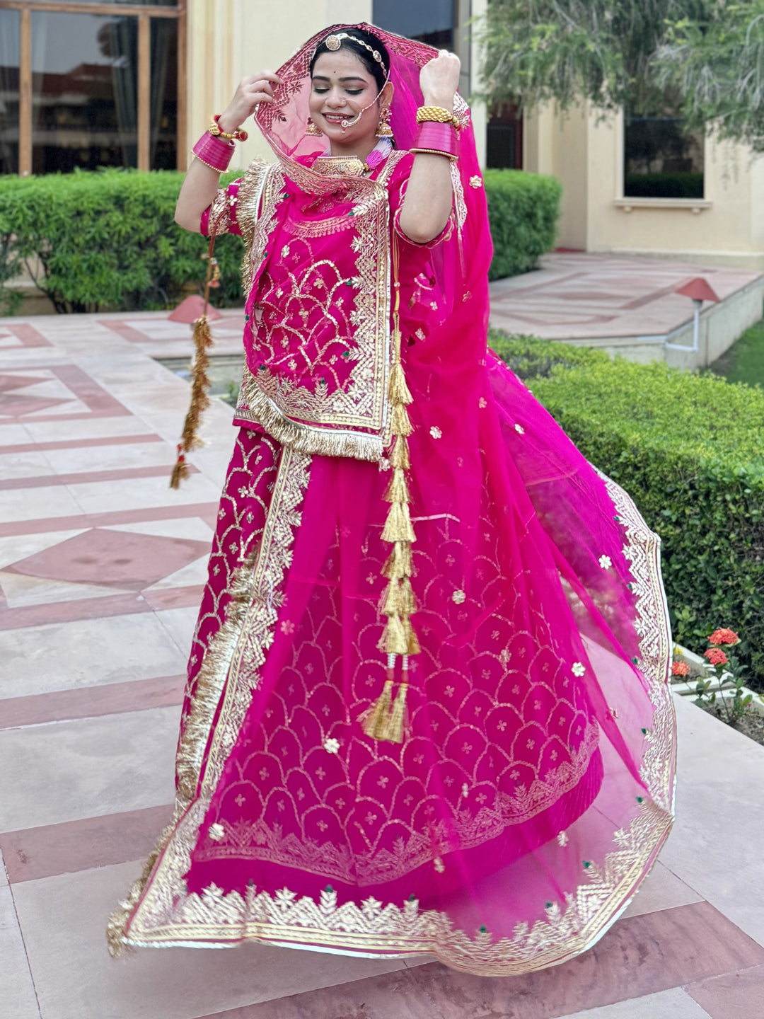 ThakurJi Pure Bridel and Karwa chauth special Gota Patti Work Rajputi Poshak in Pink color-61062