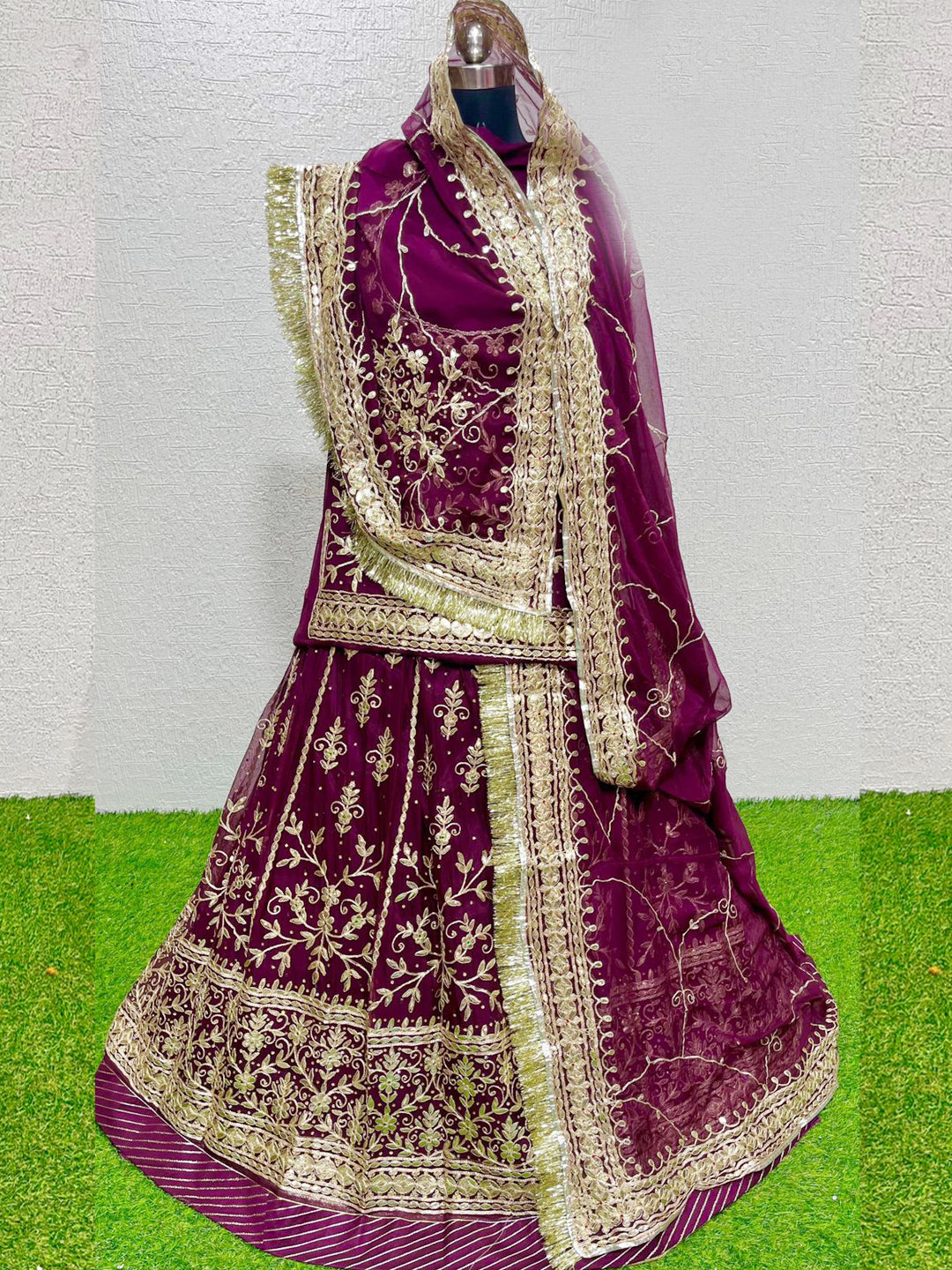 Gotta Patti Humrahi Pure Wedding Sangeet Rajputi Poshak In Purple Color -81833