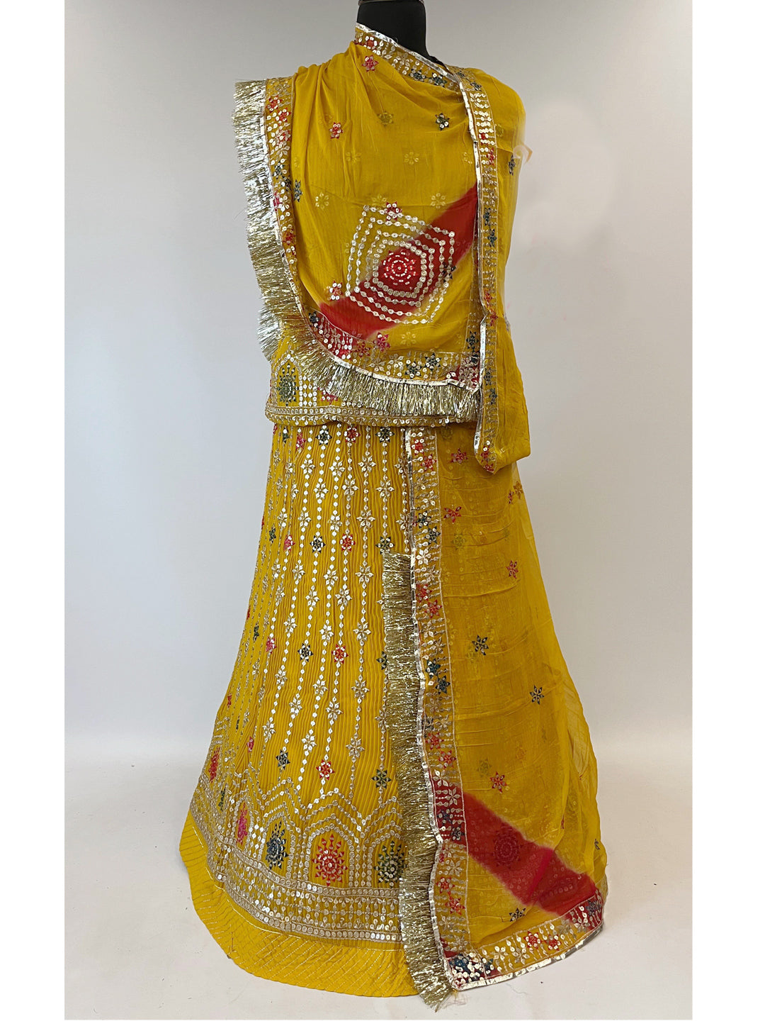 Platting crush georgett Festive sequence Work Rajputi Poshak In Yellow Colour-61025