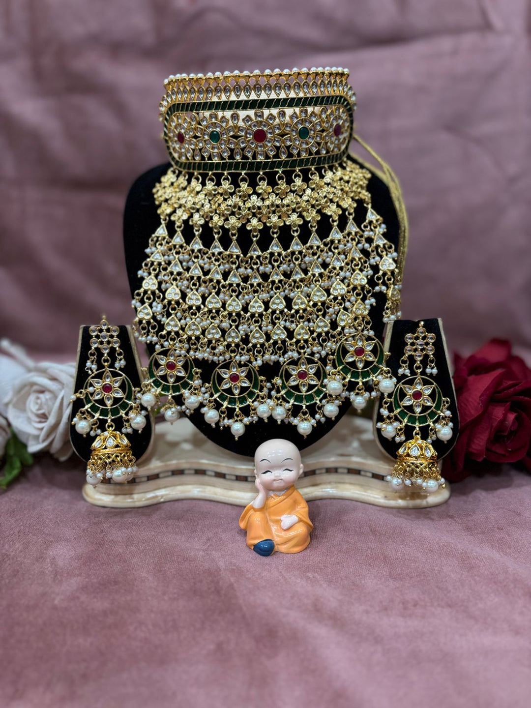 Rajwadi Kundan Gold Jewellery Rajputi Aad Set-301107