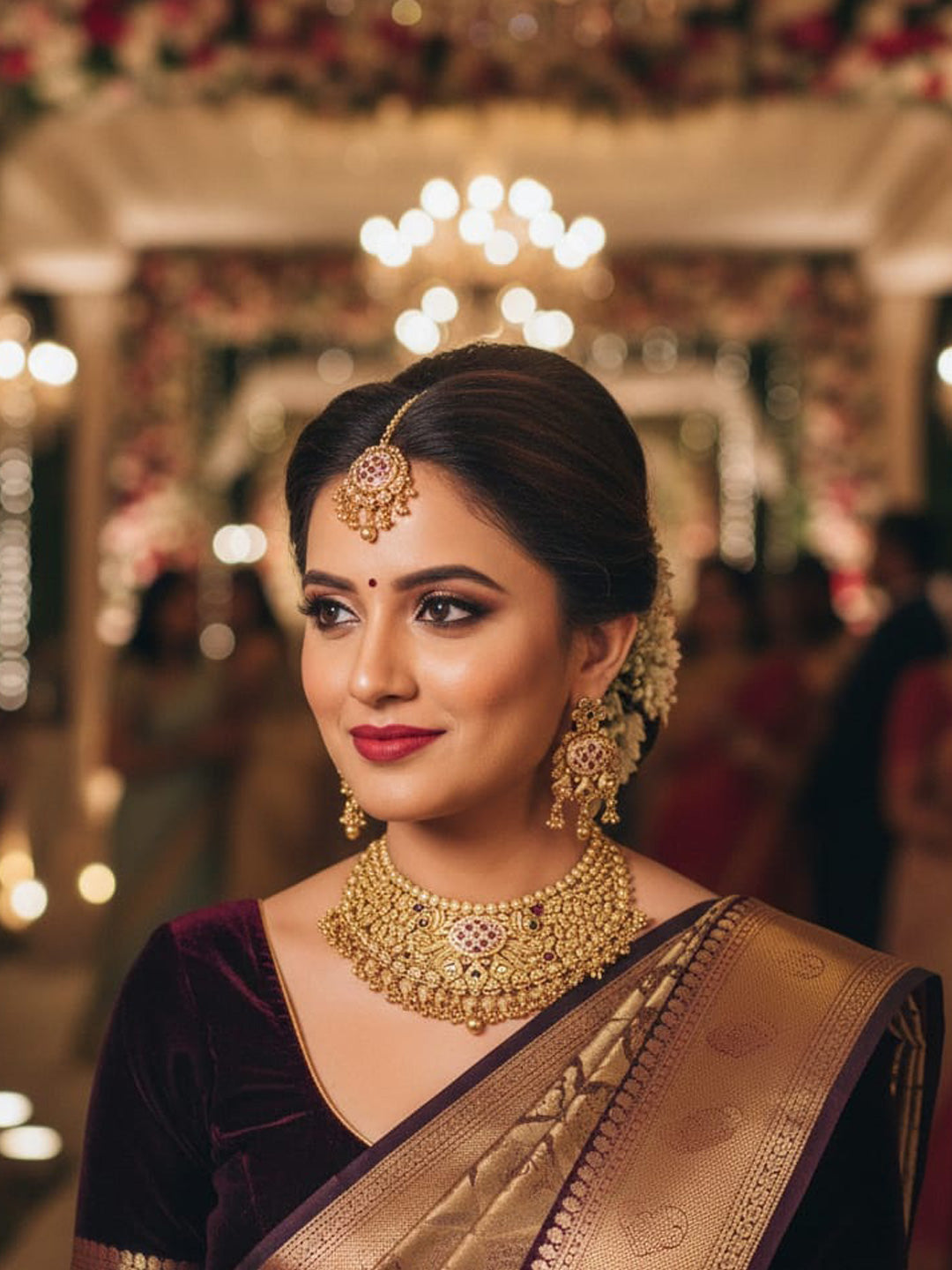 Women Antique Brass Kundan Necklace Jewelry Set -20188