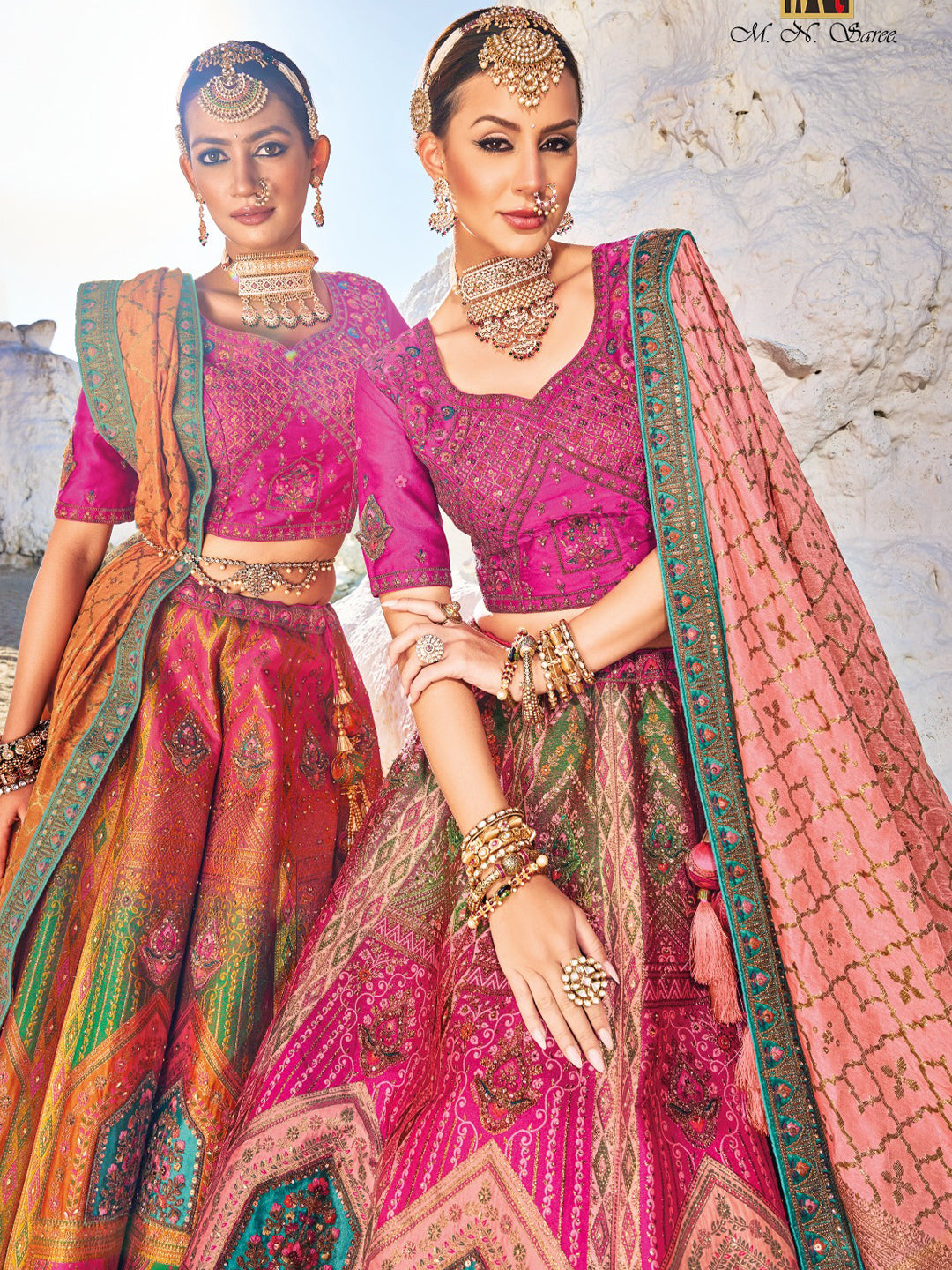 Banarasi Silk Bridal Lehenga with Sequence work in Pink-81699