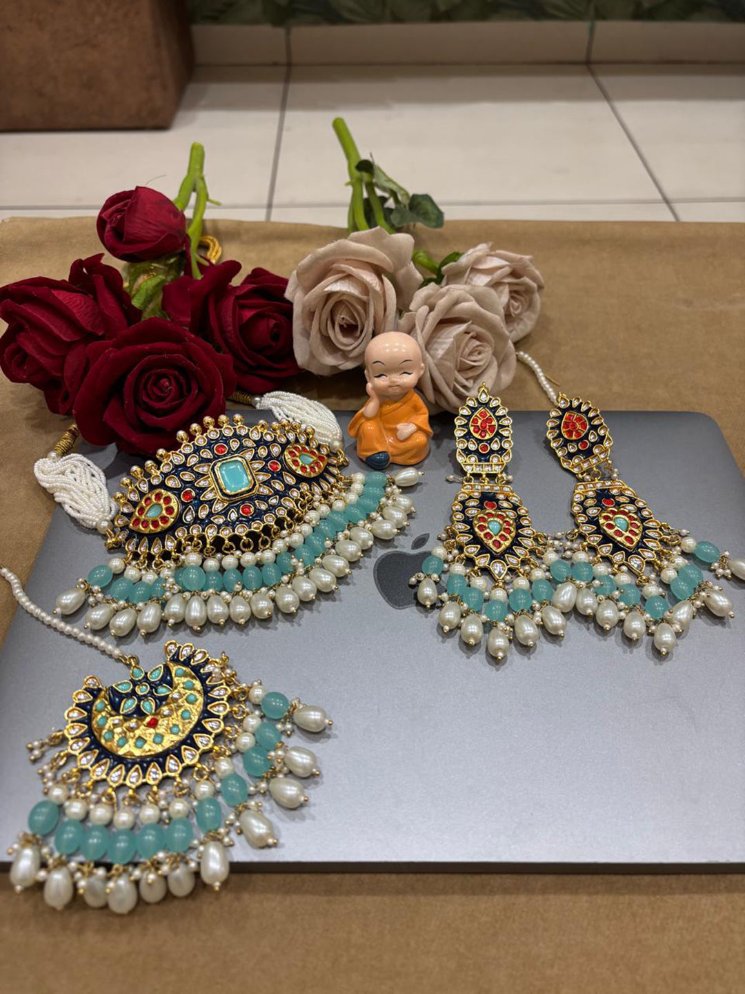 Rajwadi Rajputi Pearl Kundan Rajputi Necklace Set-301096