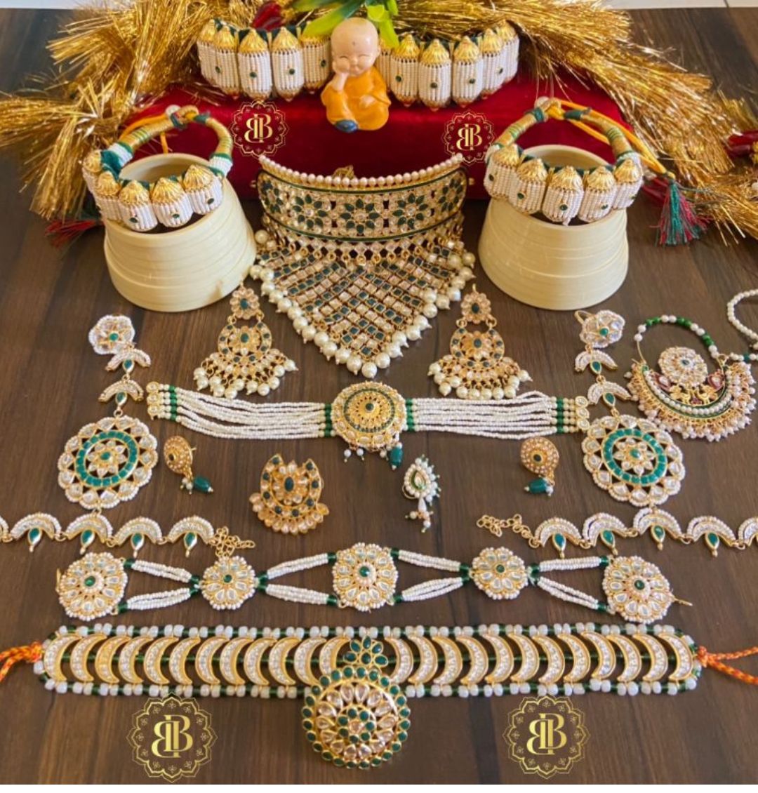 Rajwadi Kundan Pearl Rajputi Jewellery Set-60977 - Main Image