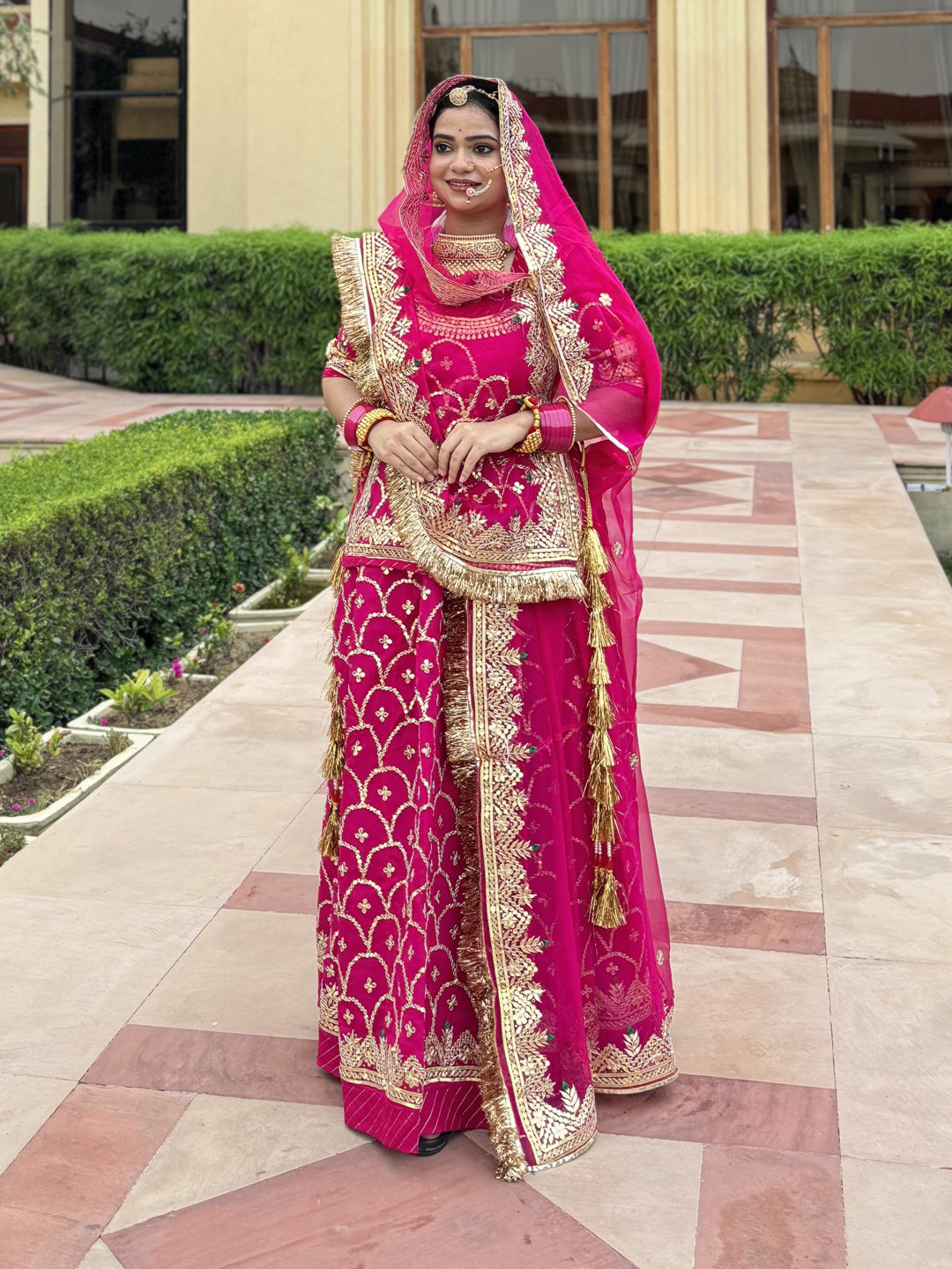 ThakurJi Pure Bridel and Karwa chauth special Gota Patti Work Rajputi Poshak in Pink color-61062