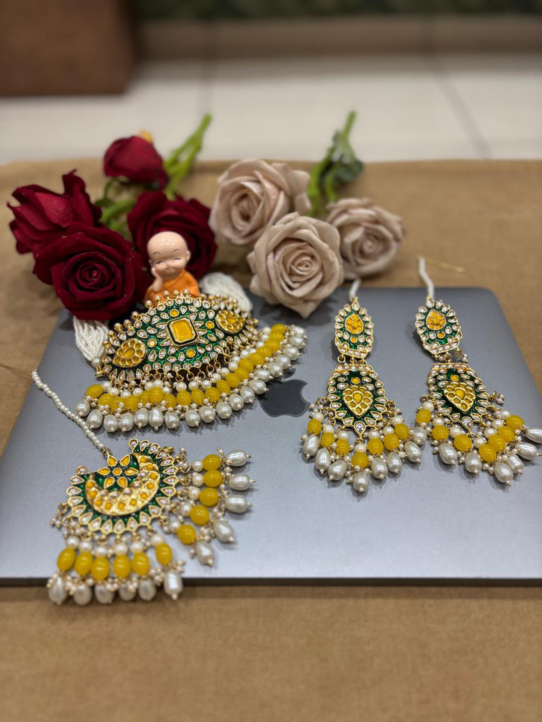 Rajwadi Rajputi Pearl Kundan Rajputi Necklace Set-301097