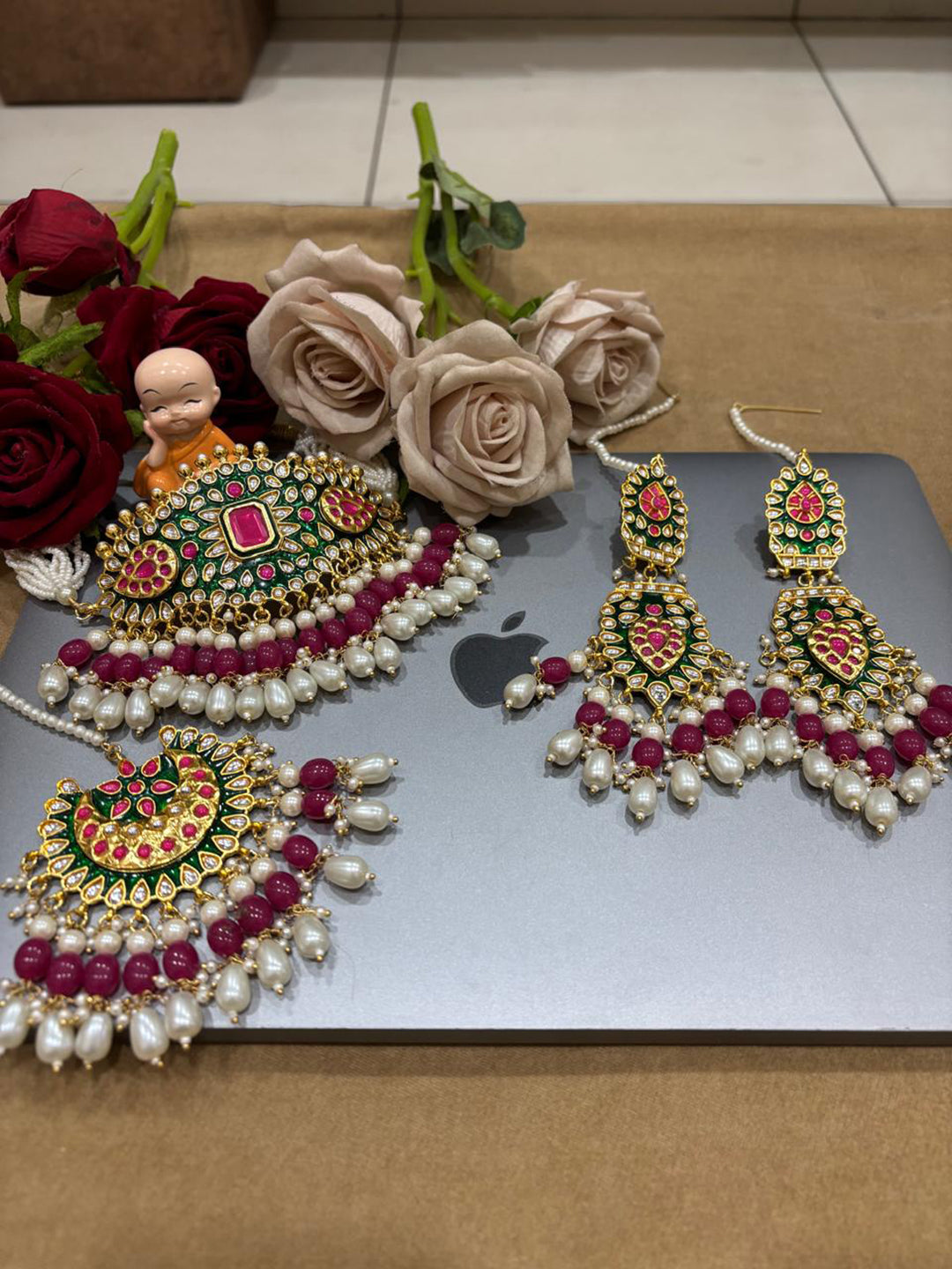 Rajwadi Rajputi Pearl Kundan Rajputi Necklace Set-301098