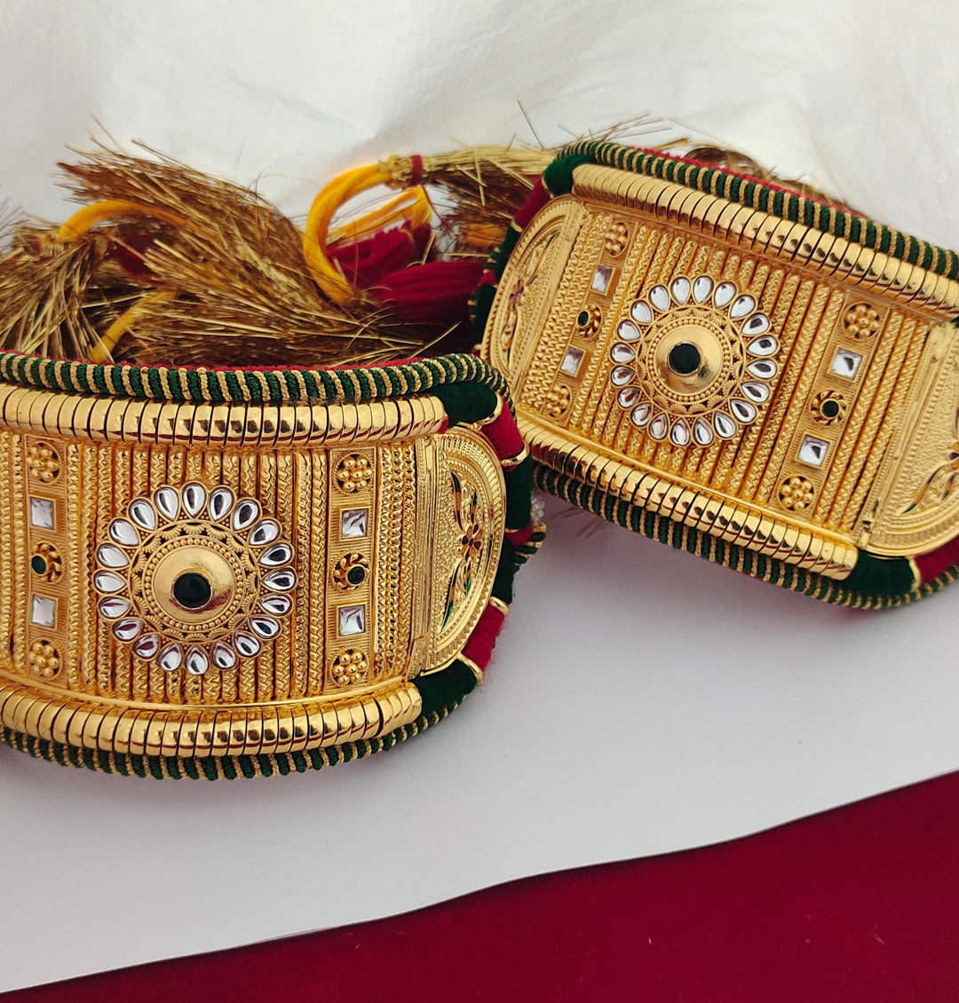 Traditional High Quality Rajputi Kundan Bajuband Set With Loom-301124