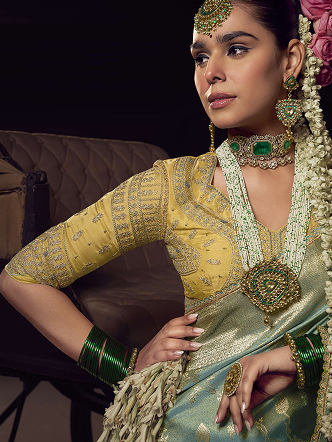 Embroidered Work Designer Viscose Tissue Wedding Partywear Traditional Saree-91257