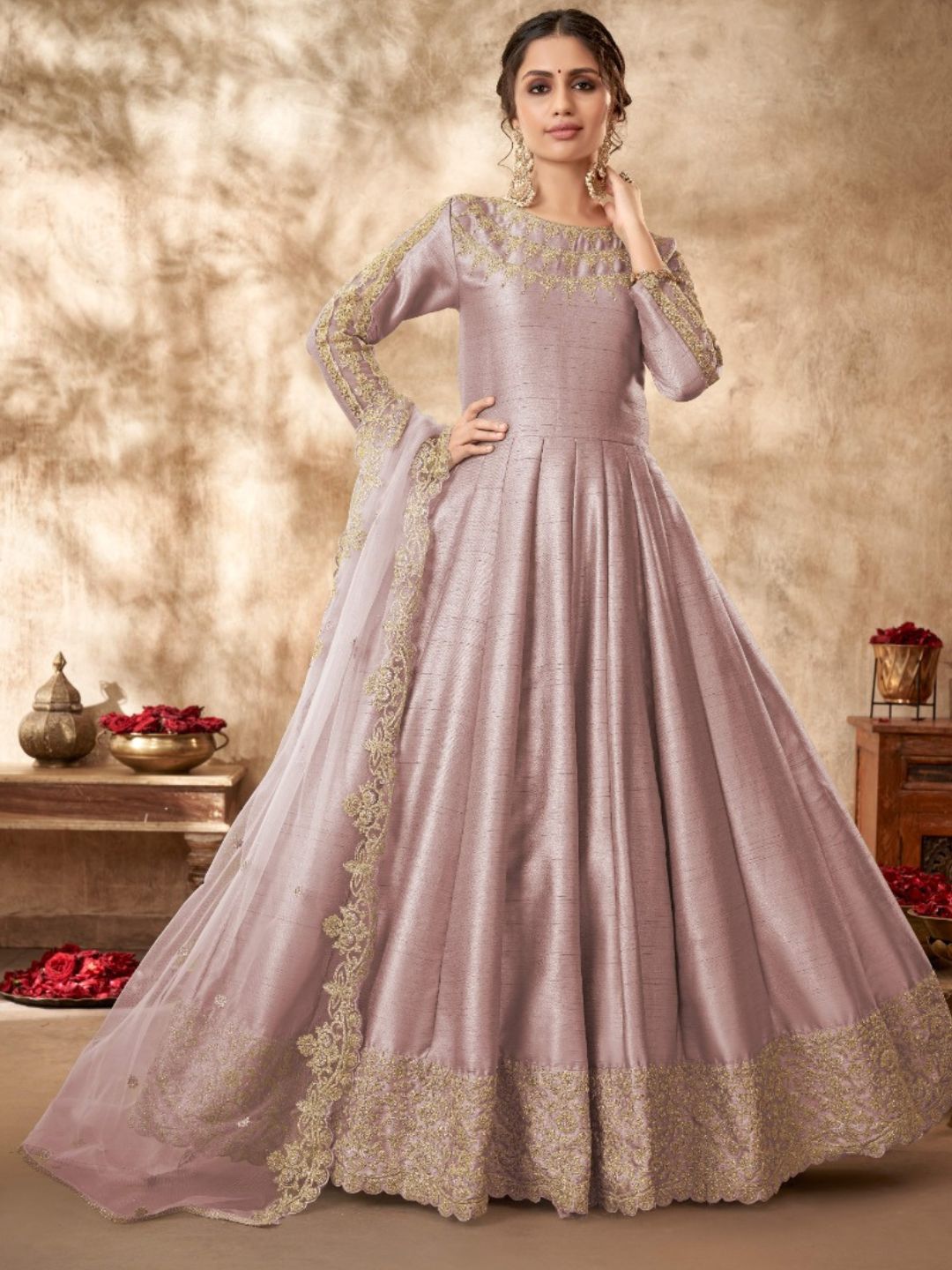 Embroidered Silk Wedding Mehendi Sangeet Salwar Kameez in Purple
