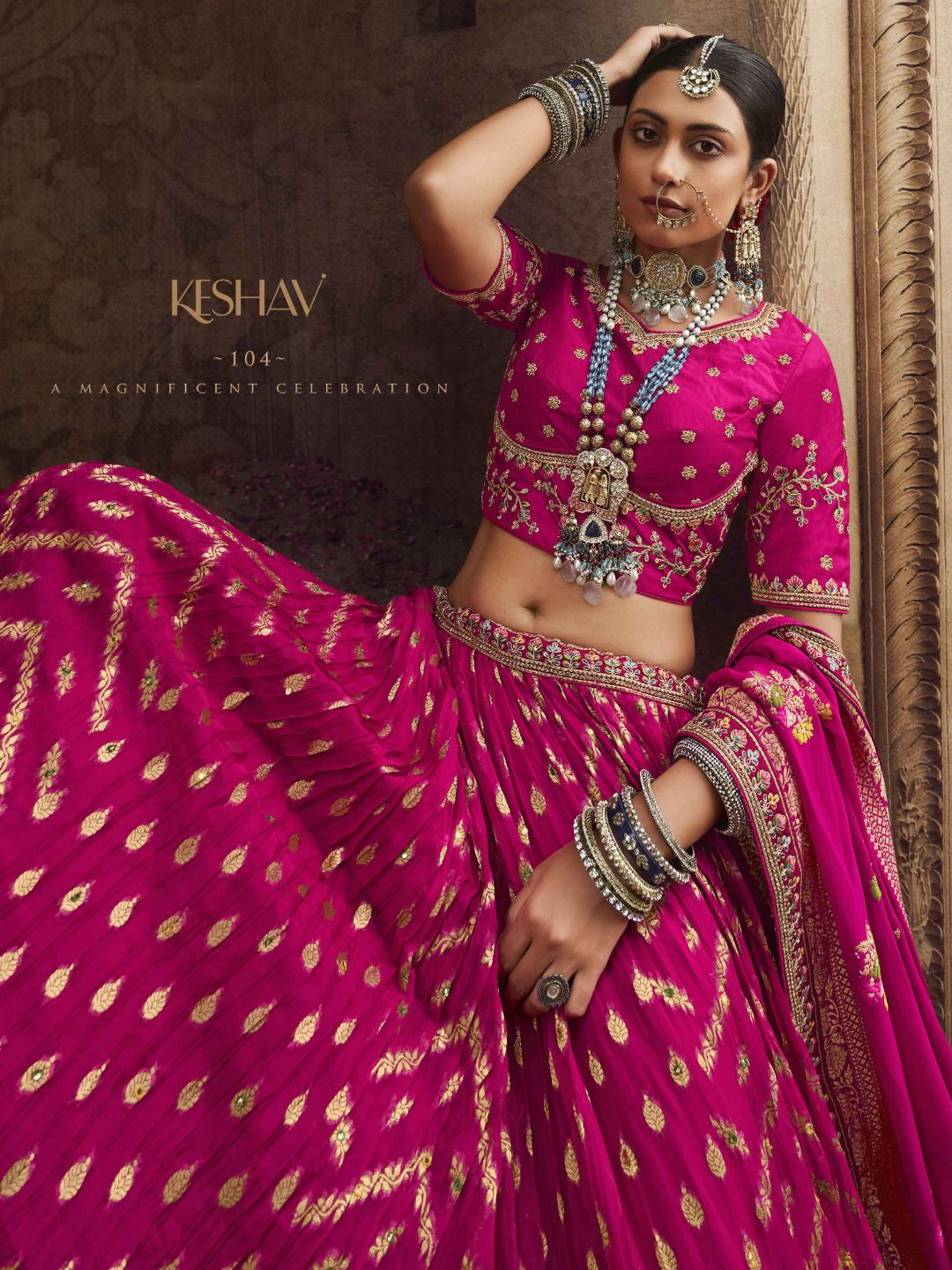 Mirror Organza A Line Lehenga in Pink