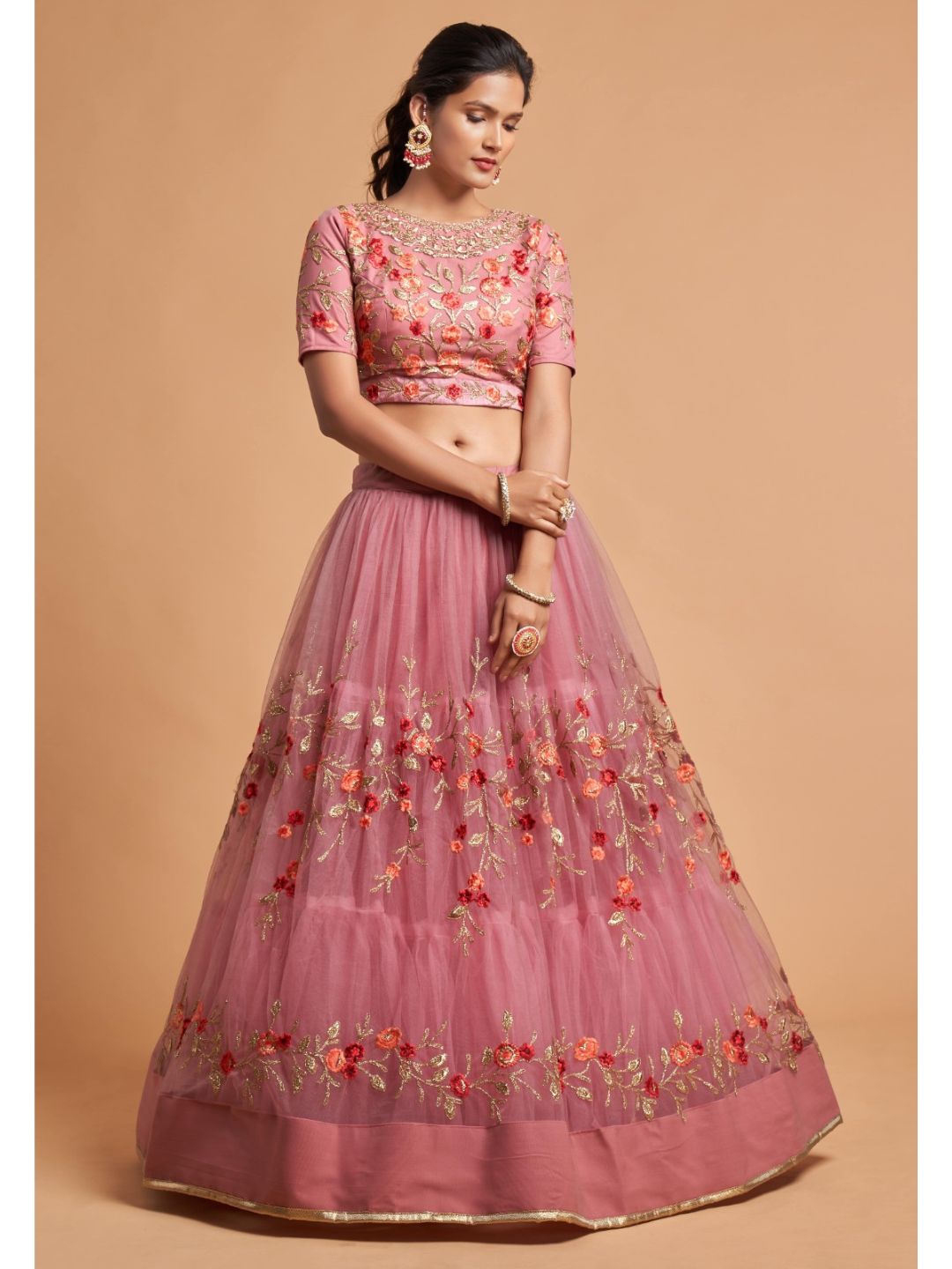Sequence Net Fastive A Line Lehenga in Pink and Magenta
