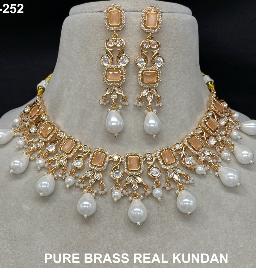 Kundan Pure Brass Necklace Set-301070