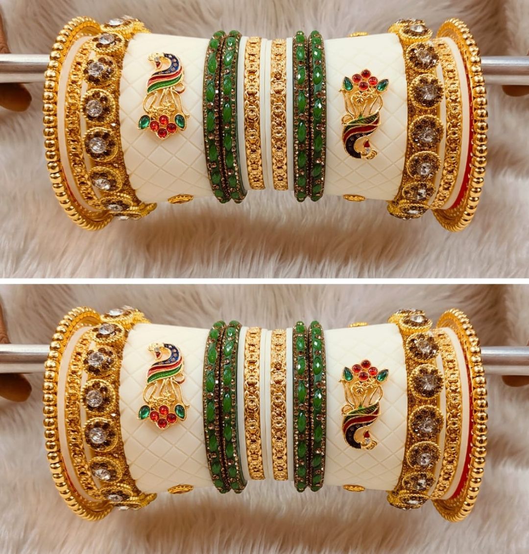 Designer Premium Quality Bridal Dhalu Chura Bangles Rajasthani Chura Set-81889