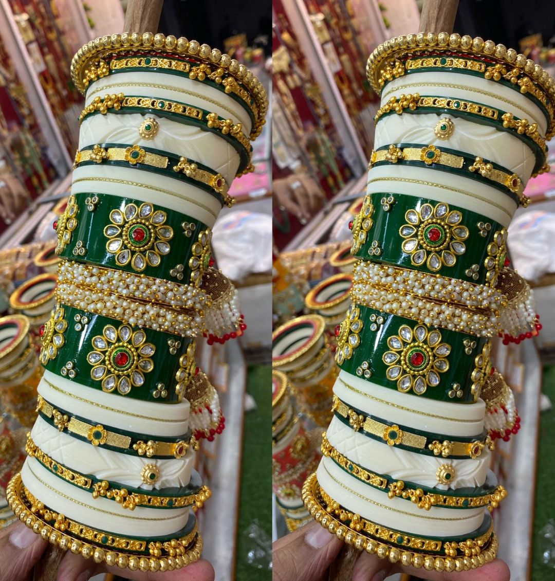 Designer Premium Quality Bridal Dhalu Chura Bangles Rajasthani Chura Set-81874