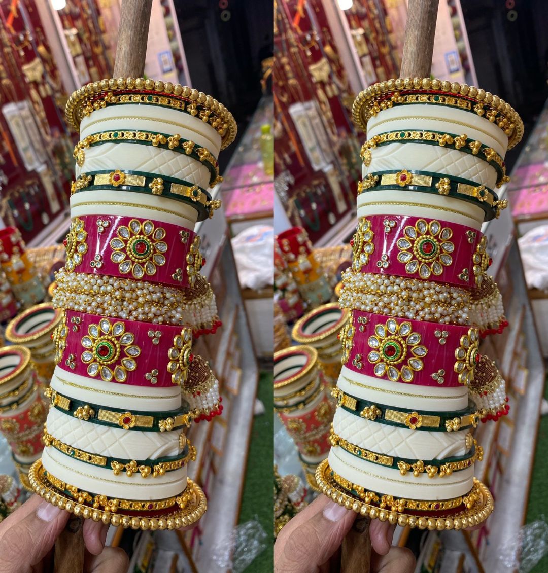 Designer Premium Quality Bridal Dhalu Chura Bangles Rajasthani Chura Set-81875