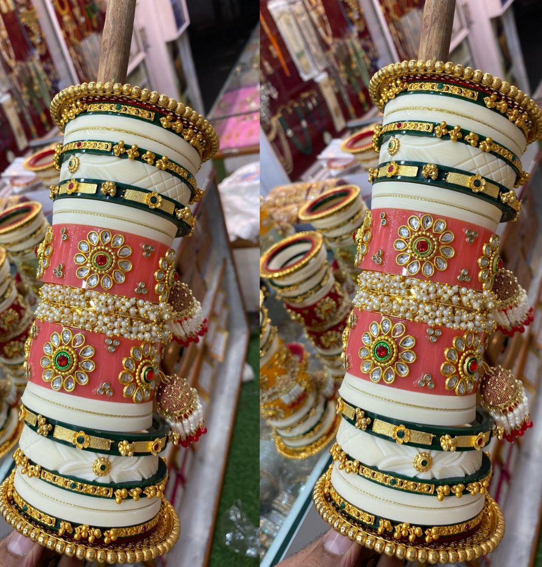 Designer Premium Quality Bridal Dhalu Chura Bangles Rajasthani Chura Set-81877