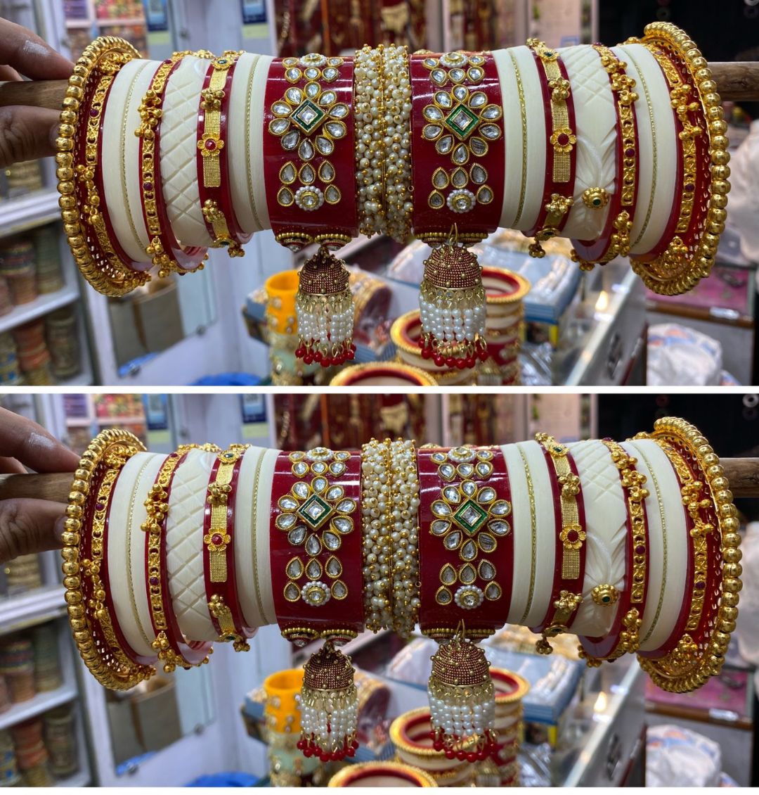 Designer Premium Quality Bridal Dhalu Chura Bangles Rajasthani Chura Set-81883