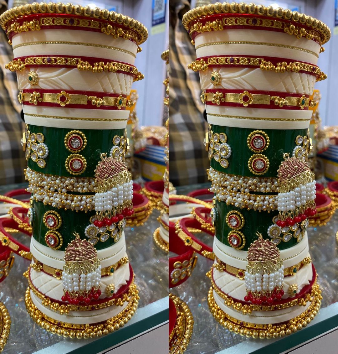 Designer Premium Quality Bridal Dhalu Chura Bangles Rajasthani Chura Set-81884