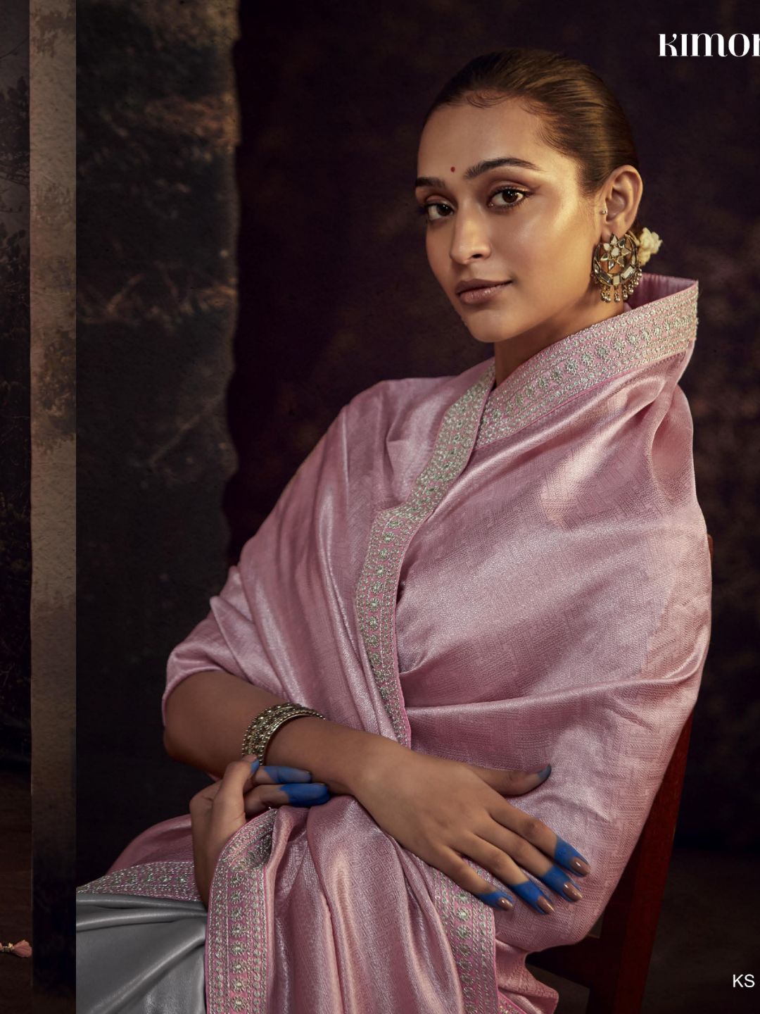 Embroidered Silk Soft Traditional Saree In Grey and Pink