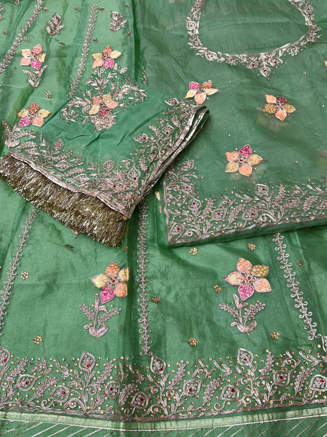 Organza Designer Premium quality Hand work Rajputi Poshak -91089