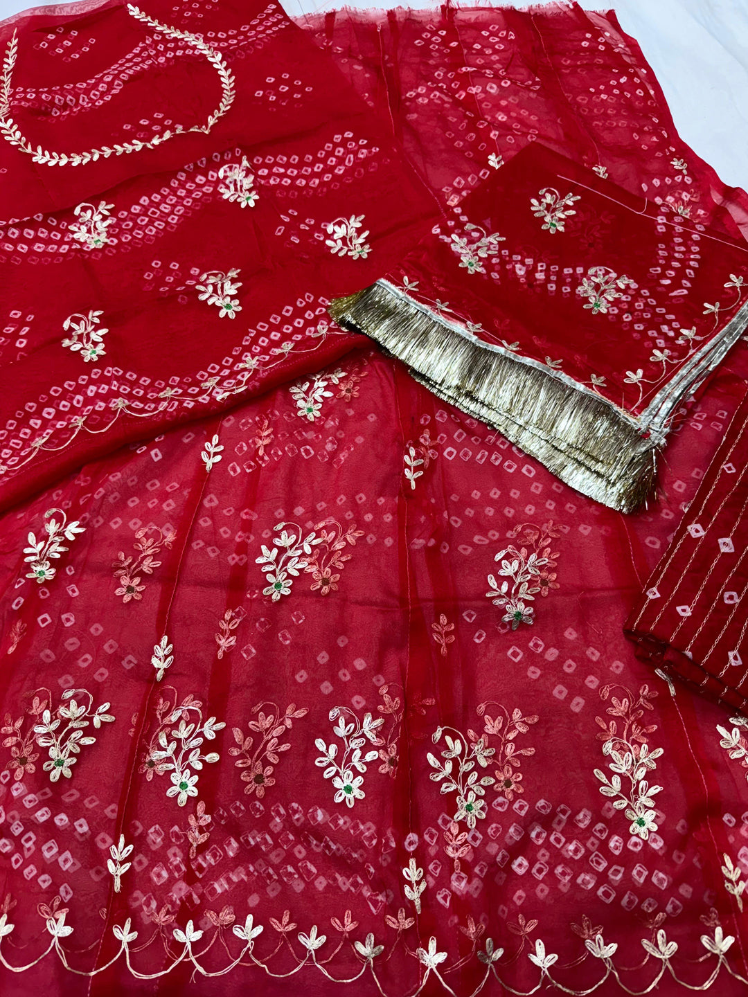 Bandhani Humarai Pure Designer Premium quality Rajputi Poshak In Red Color-60954