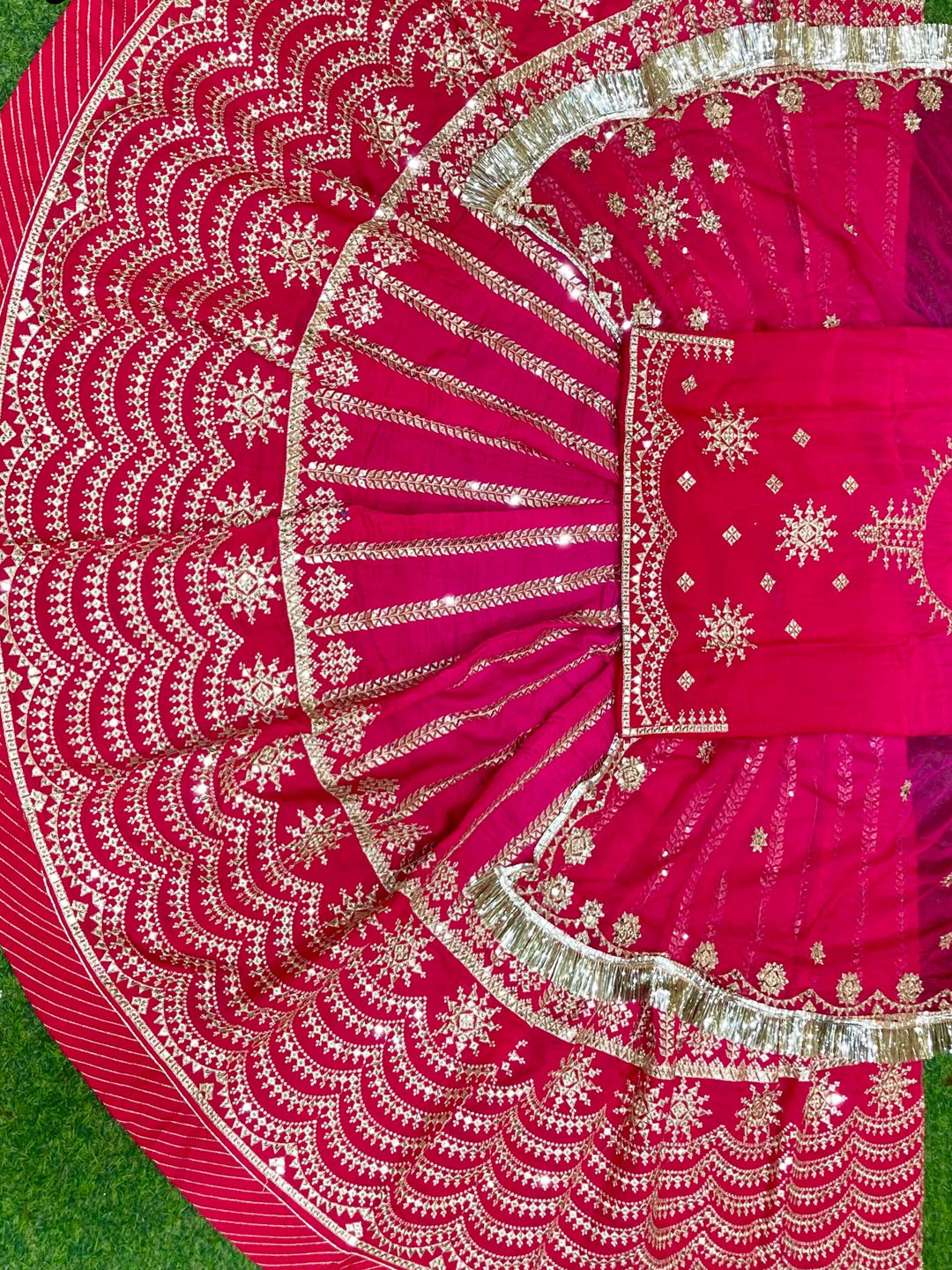 24 Kali Full Ghe Designer Upada Silk Wedding Sangeet Barik Zari Work Rajputi Poshak- 91109