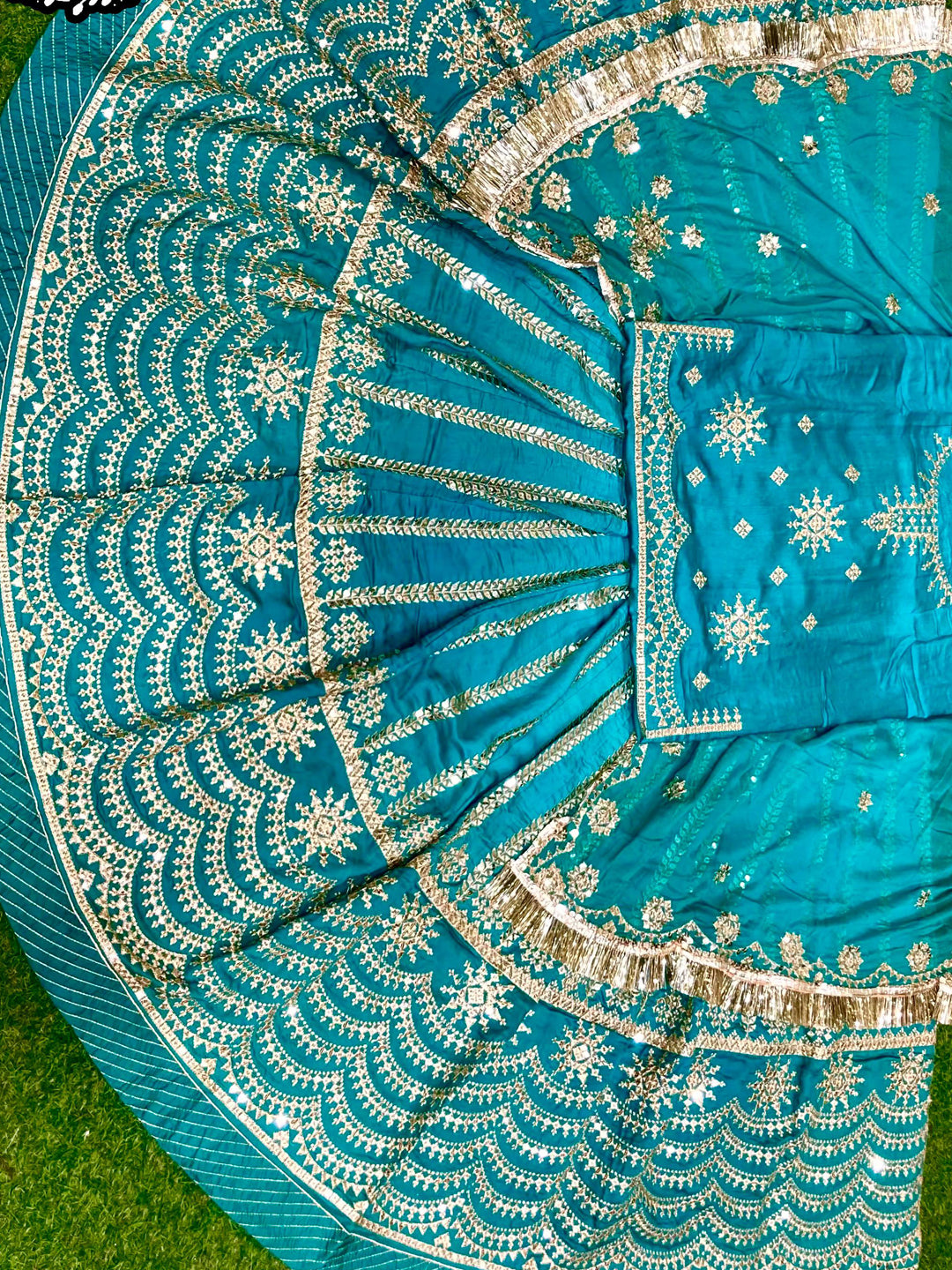 24 Kali Full Ghe Designer Upada Silk Wedding Sangeet Barik Zari Work Rajputi Poshak- 91113