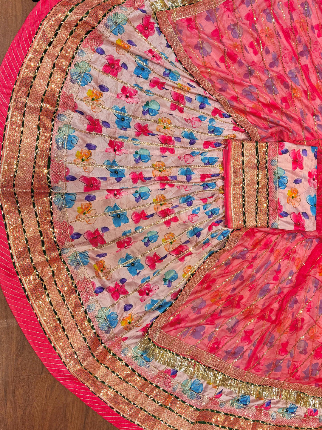Digital Printed 4 Miter full Gher Wedding Sangeet Premium quality Rajputi Poshak-91128