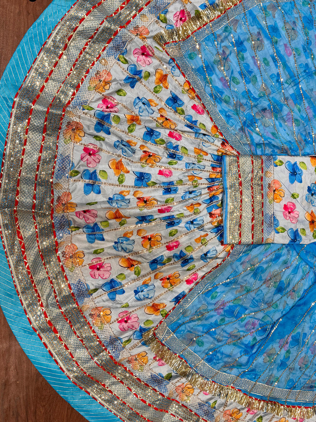 Digital Printed 4 Miter full Gher Wedding Sangeet Premium quality Rajputi Poshak-91129