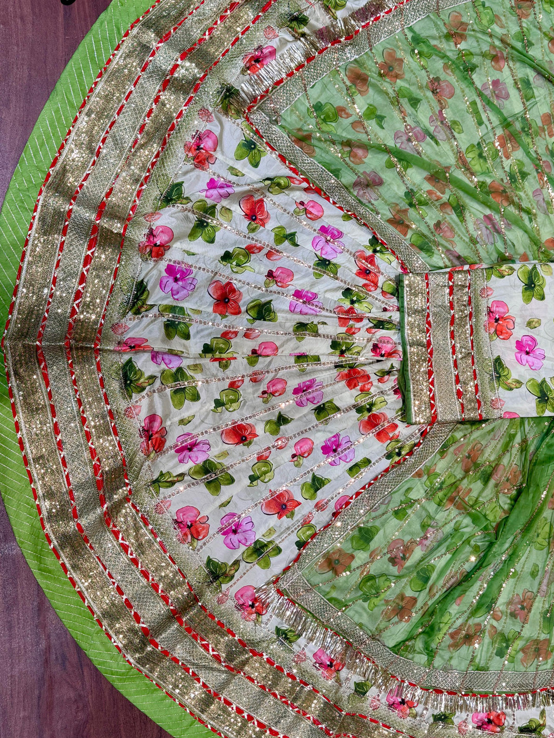 Digital Printed 4 Miter full Gher Wedding Sangeet Premium quality Rajputi Poshak-91130