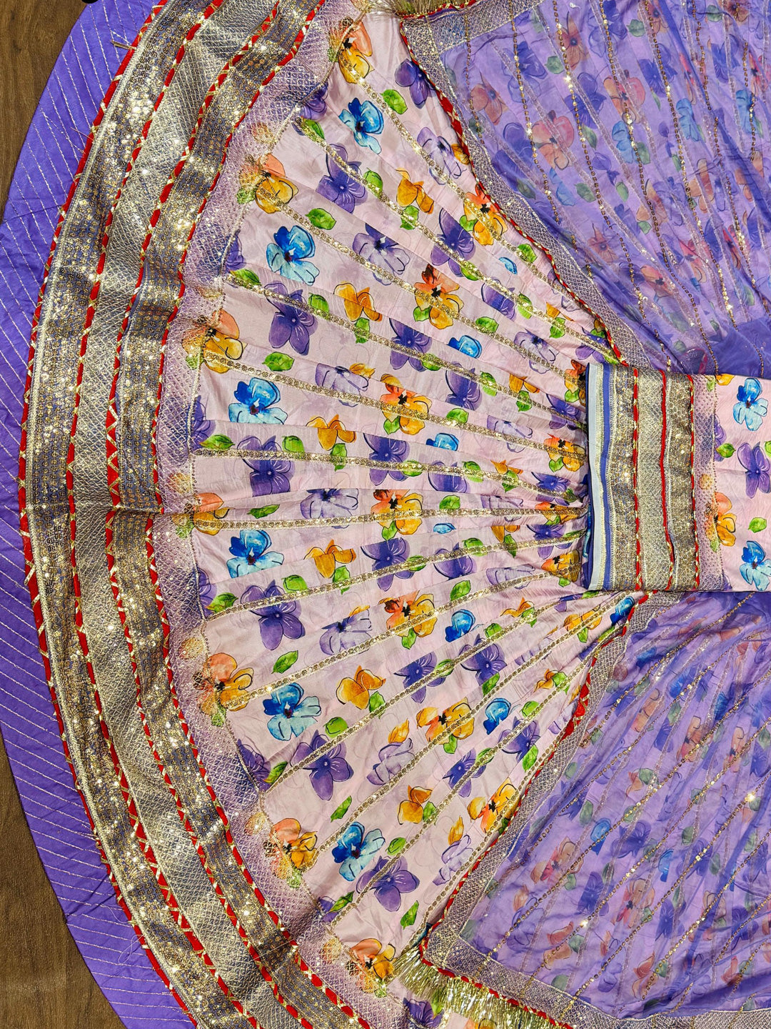 Digital Printed 4 Miter full Gher Wedding Sangeet Premium quality Rajputi Poshak-91131