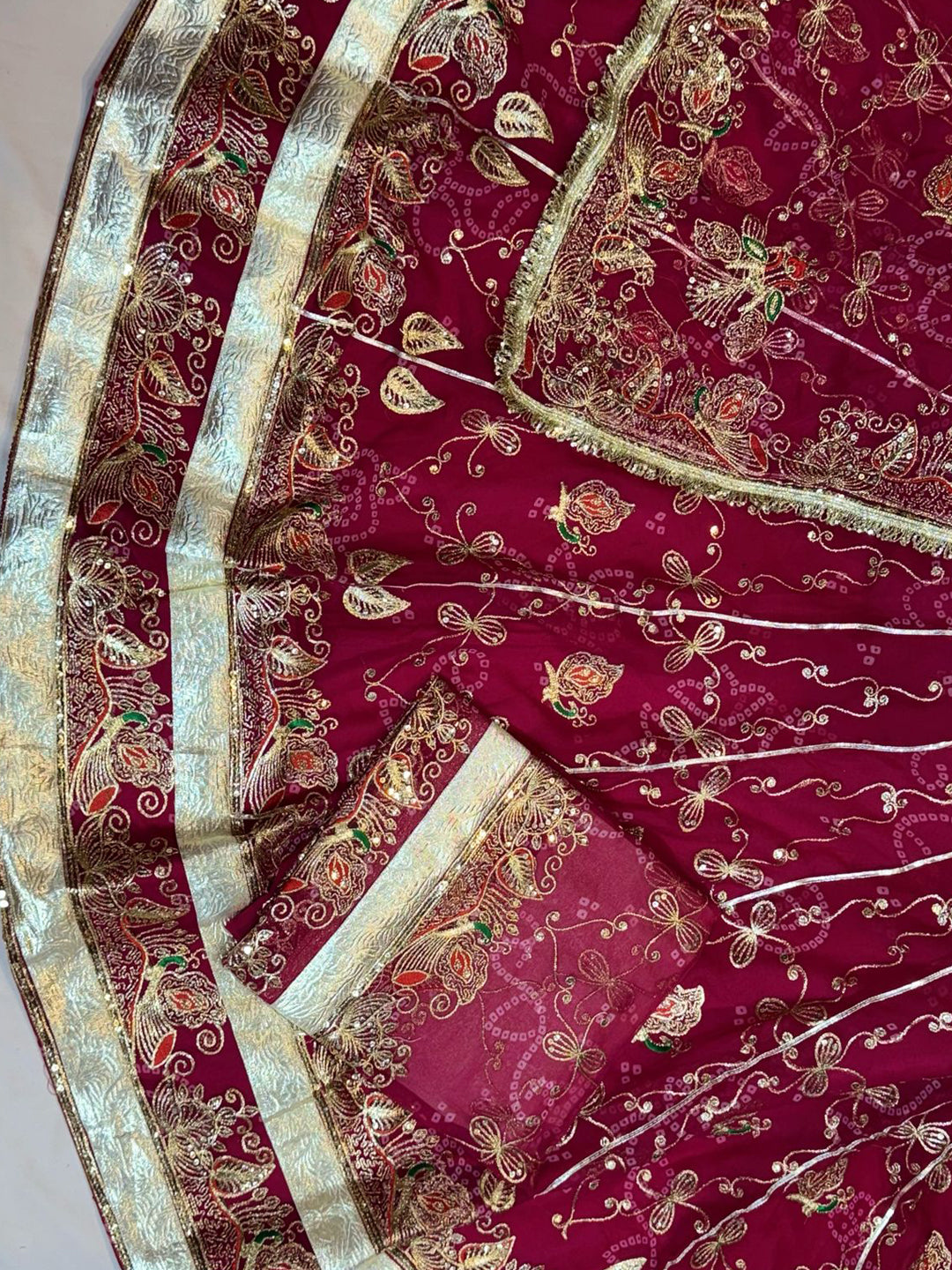 Royal Pure 7 Miter full Gher Wedding Sangeet Premium quality Rajputi Poshak-61058