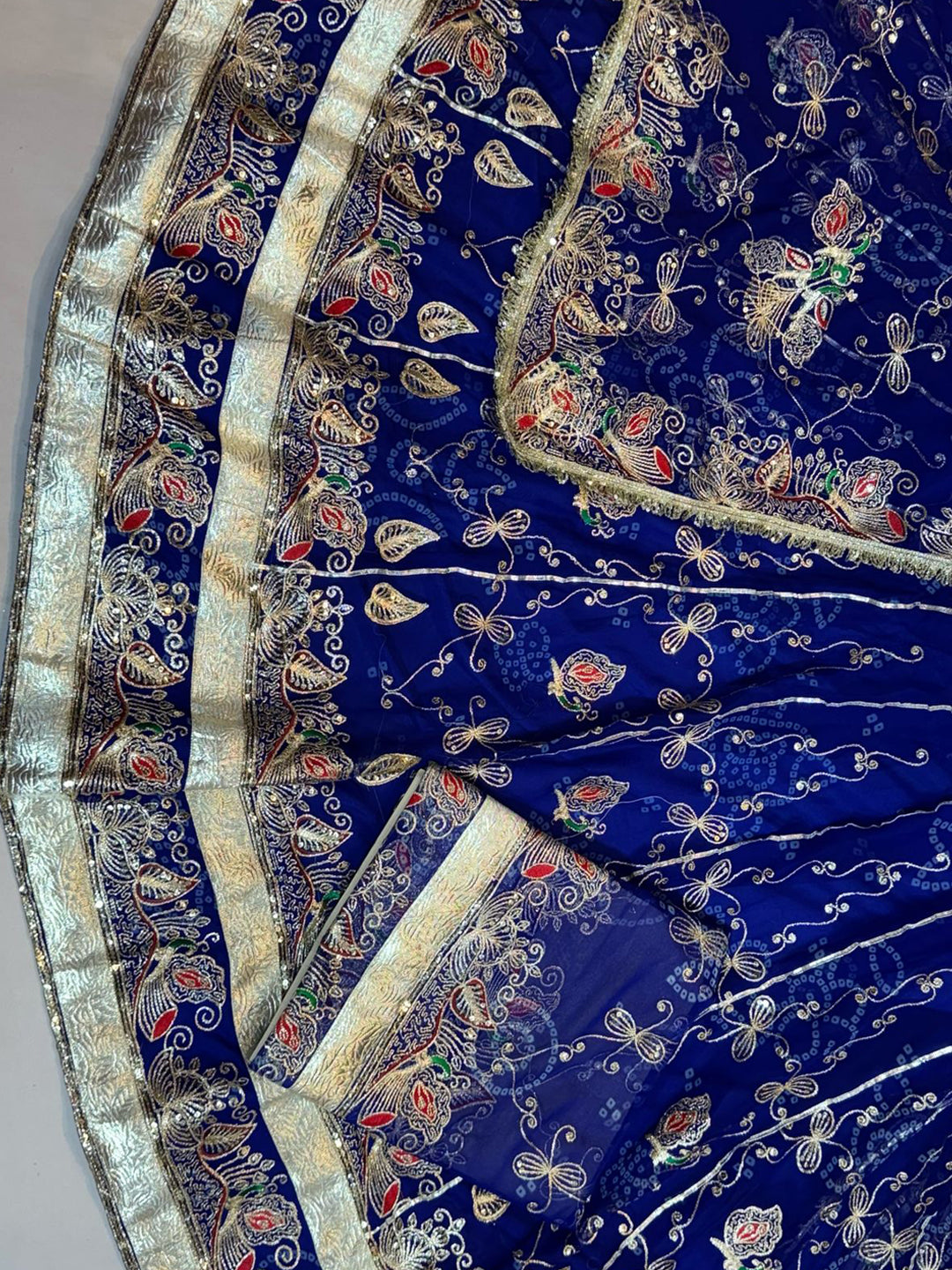 Royal Pure 7 Miter full Gher Wedding Sangeet Premium quality Rajputi Poshak in Blue color-81631