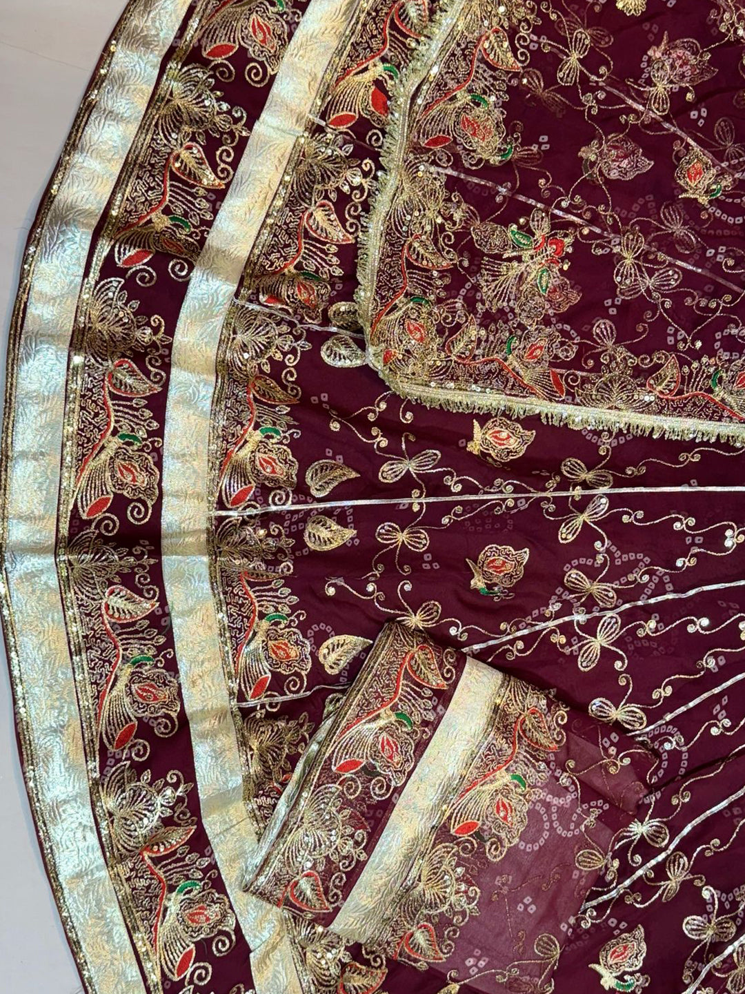 Royal Pure 7 Miter full Gher Wedding Sangeet Premium quality Rajputi Poshak-61057