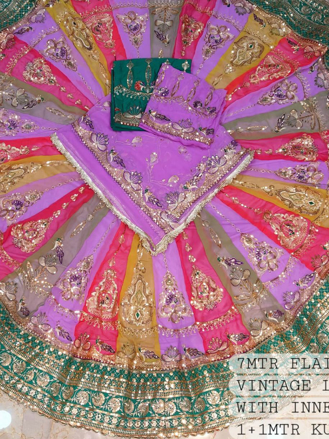 Designer Gorgette 7 meter full Gher Premium quality Rajputi Poshak in Purple-91248