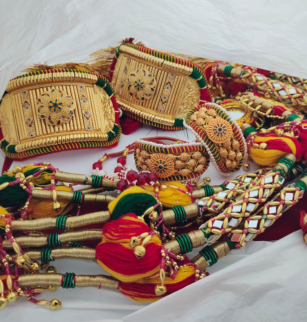 Traditional High Quality Rajputi Bajuband and Pochi Combo Set With Loom-301122