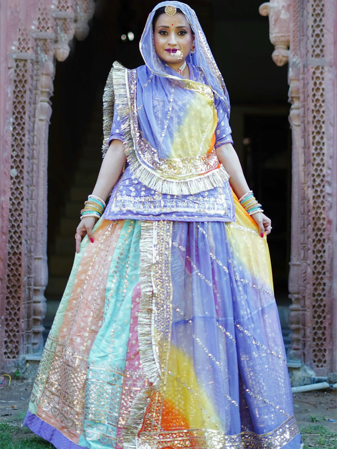32 Kali Multicolor Banarsi Premium quality Rajputi Poshak-91307