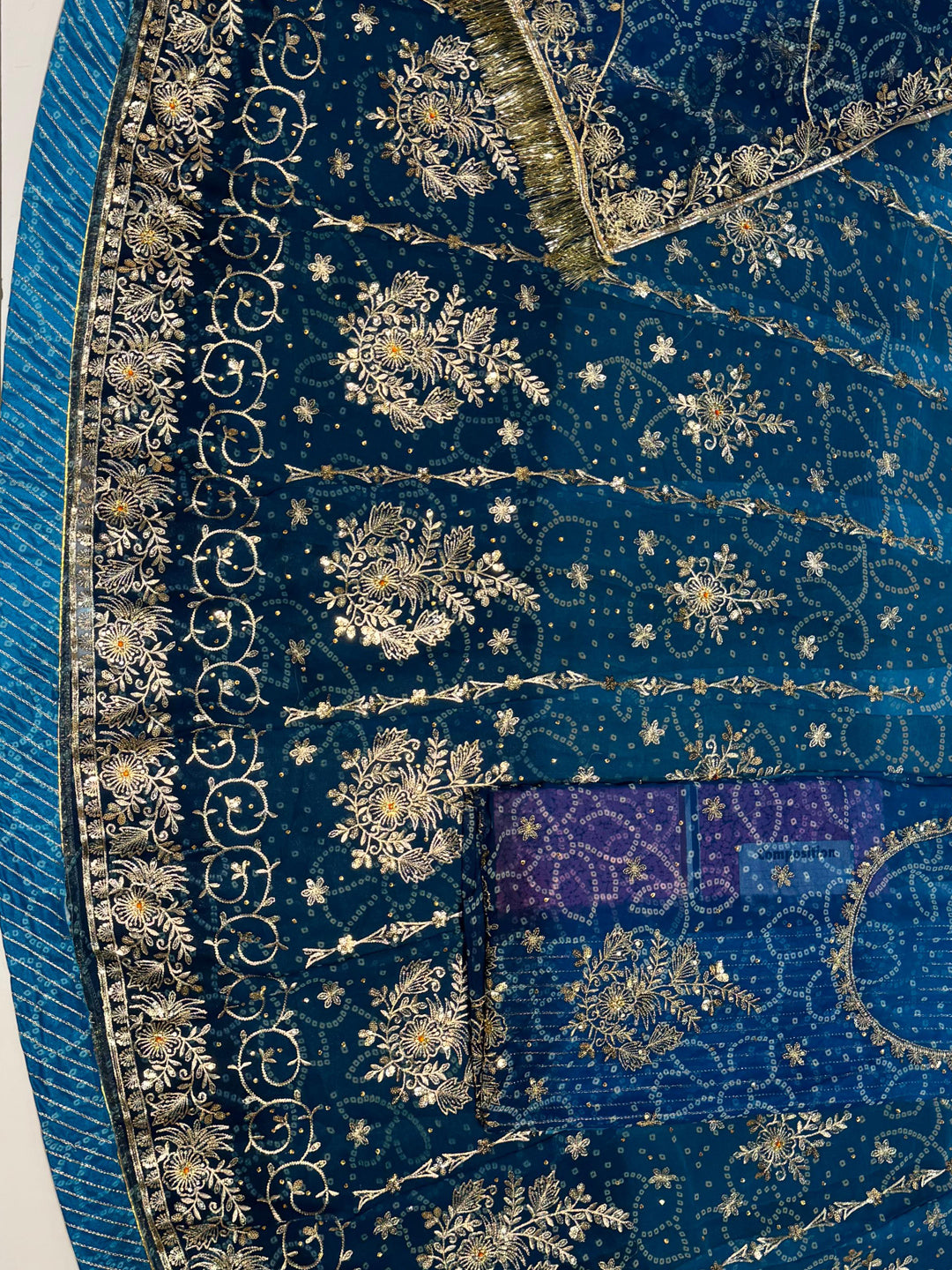 Chundari Premium quality with Sequence Work Rajputi Poshak In Blue color-91464