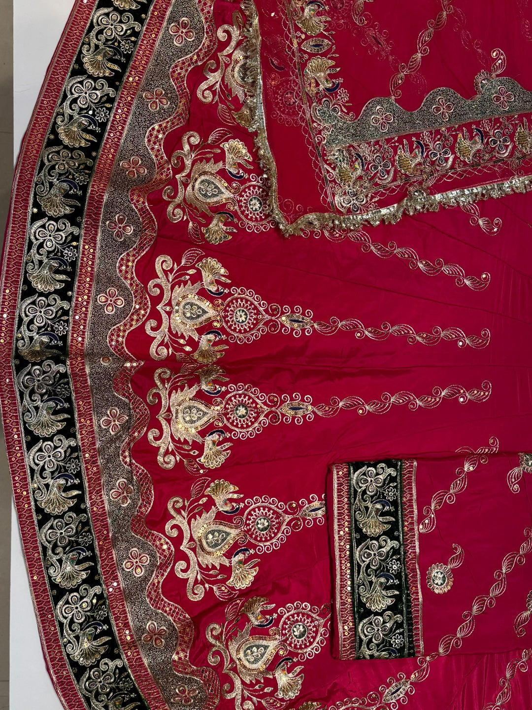 4 Miter full Gher Vintage Silk Crepe Premium quality Rajputi Poshak In pink color-91469