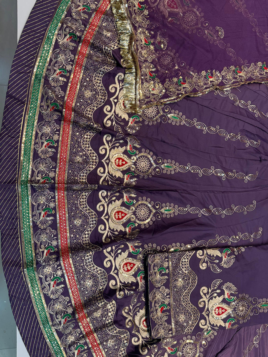 4 Miter full Gher Vintage Silk Crepe Premium quality Rajputi Poshak Rajputi Suit