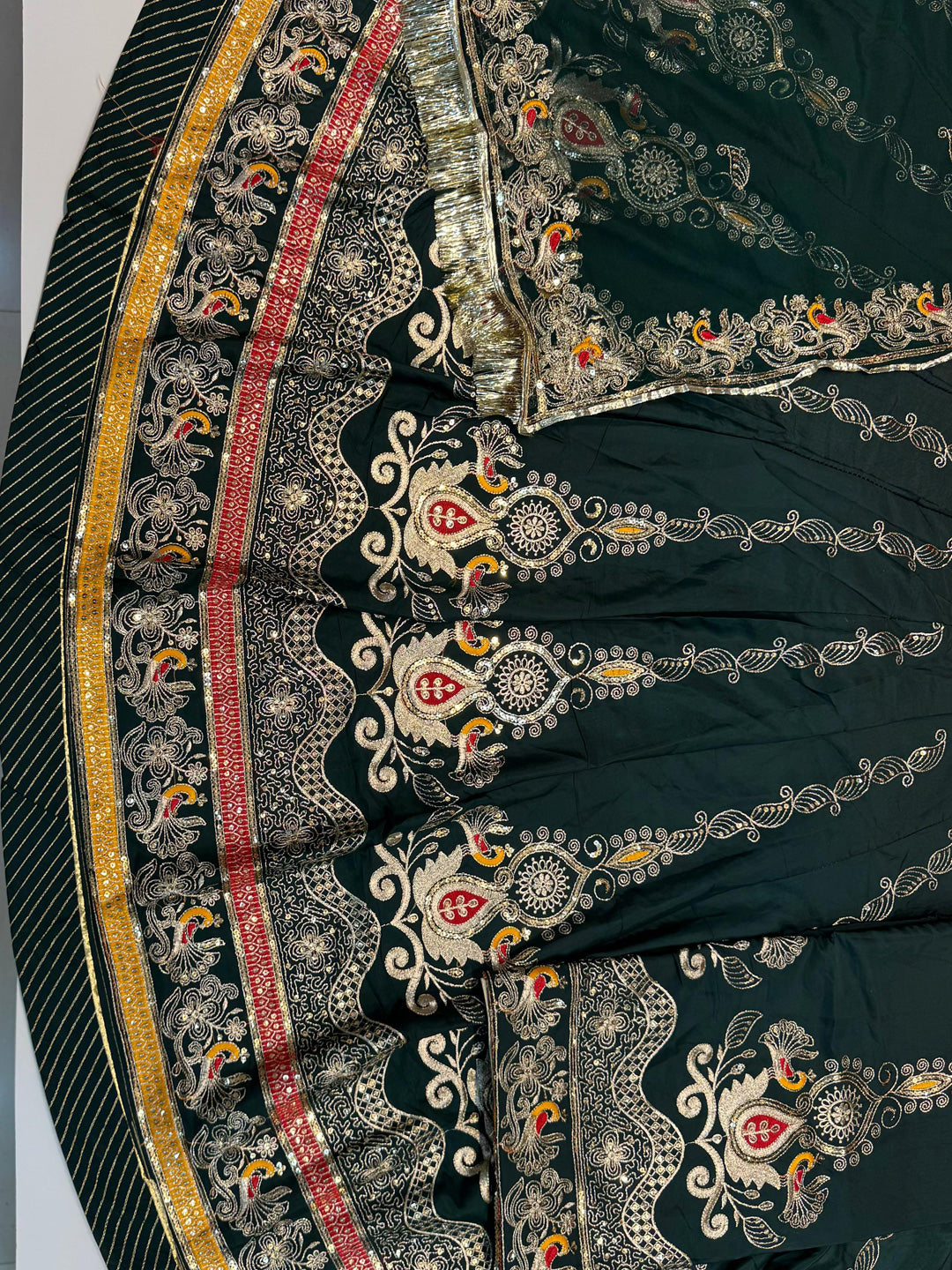 4 Miter full Gher Vintage Silk Crepe Premium quality Rajputi Poshak Rajputi Suit