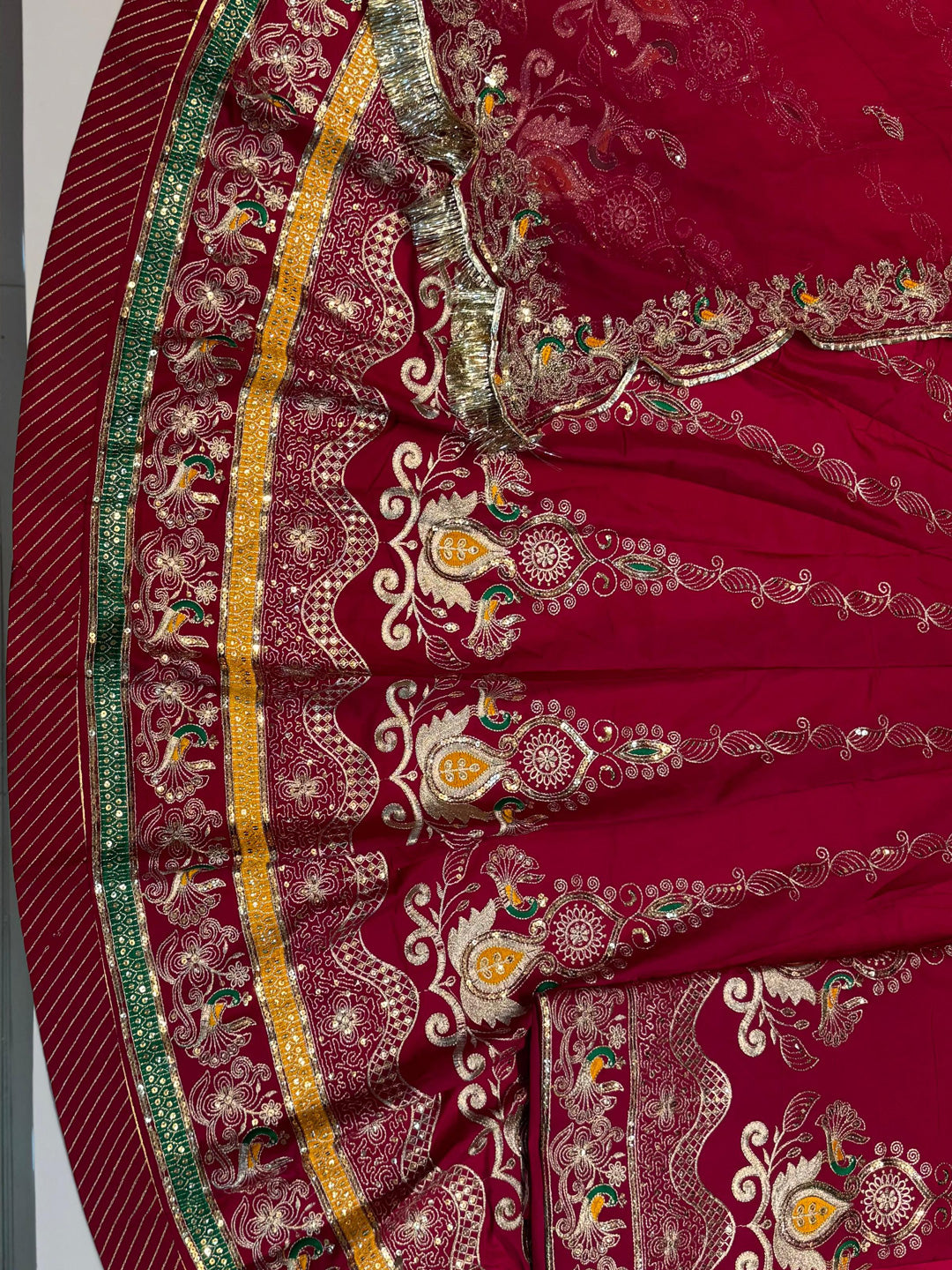 4 Miter full Gher Vintage Silk Crepe Premium quality Rajputi Poshak Rajputi Suit