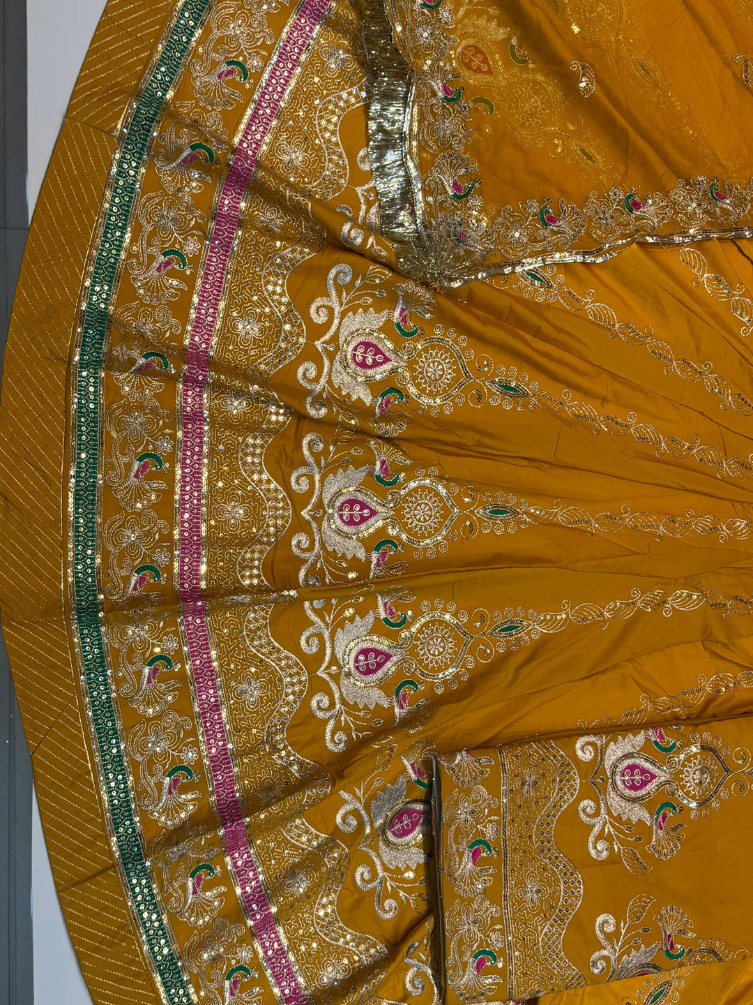4 Miter full Gher Vintage Silk Crepe Premium quality Rajputi Poshak Rajputi Suit