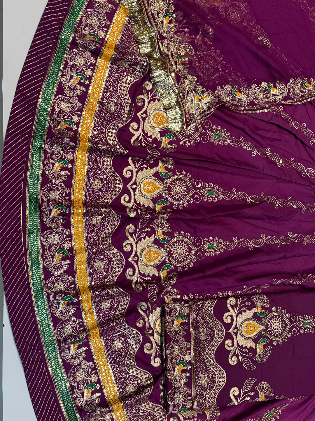 4 Miter full Gher Vintage Silk Crepe Premium quality Rajputi Poshak Rajputi Suit