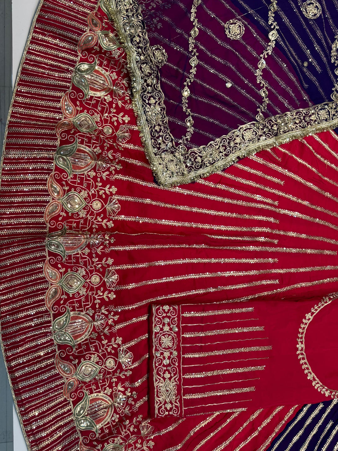 Viscose 5 Meter Flare Gher Jari Sequence Work premium rajputi poshak-91662