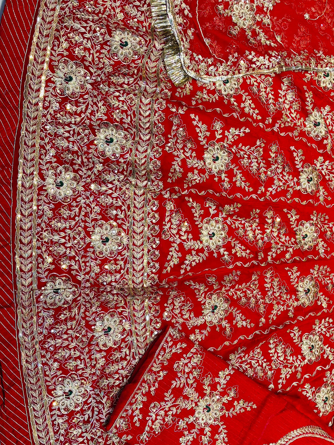 Red color Italian Silk Codding work Bridal Rajputi Poshak-91650