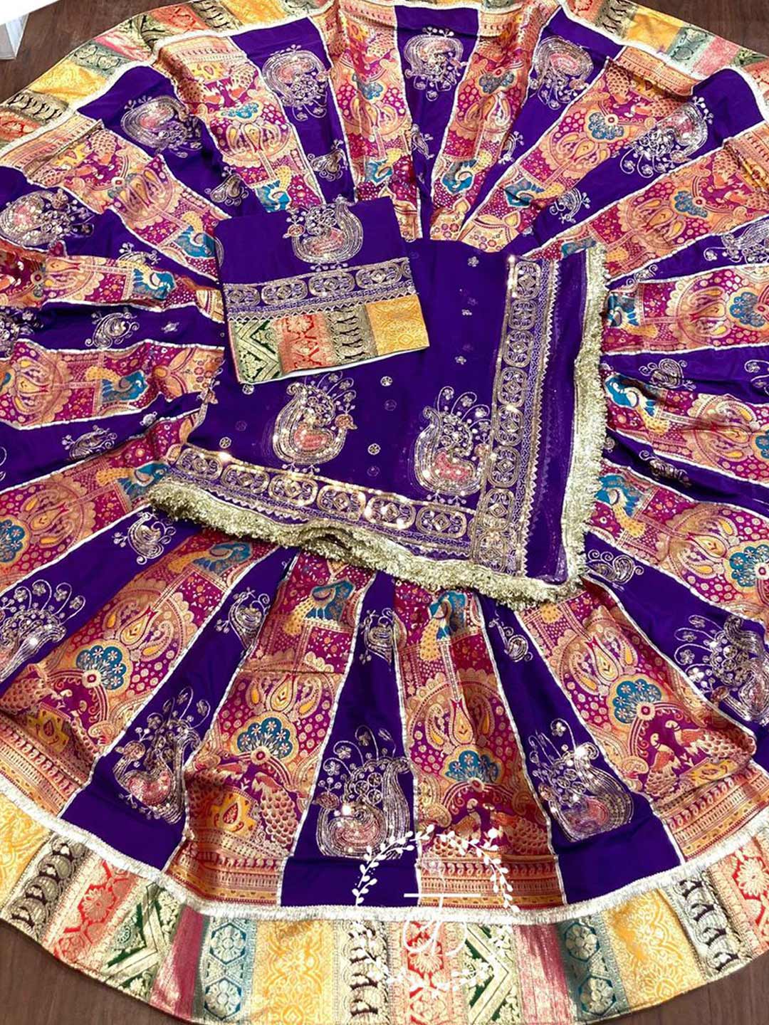 Georgette 6 Meter Flare Premium quality Bridal Rajputi Poshak In purple color-91616