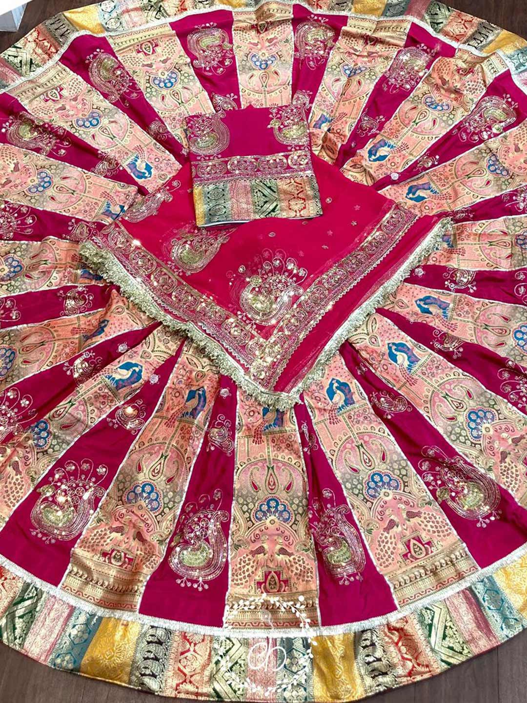 Georgette 6 Meter Flare Premium quality Bridal Rajputi Poshak In Pink color-91614