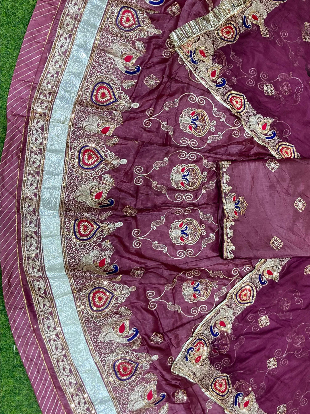 Purple color Gold Crush Rajputi Poshak with Barik Zari Sequence Work-91696